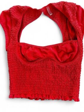 Free People Movent Red Smocked Crop Top